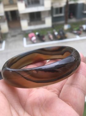 佳石琦缘正品天然巴西象形意境蜜糖玛瑙手镯中宽水润通透玉髓女57