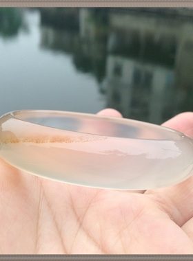 正品超冰透马达加斯加原石玛瑙手镯水润黄色朱砂加厚女友礼物87