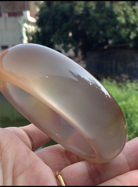 佳石琦缘冰透巴西天然玻璃质感原色红玛瑙手镯加宽加厚女礼物113