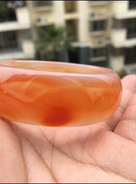 巴西天然象形可爱狐狸小脸红玛瑙手镯加宽加厚圆滑水润女士礼品47