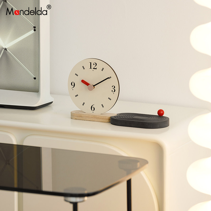 Mandelda办公桌面高级感时钟摆件家居客厅玄关电视柜酒柜装饰品,淘宝优惠券,粉丝福利购,淘宝优惠卷