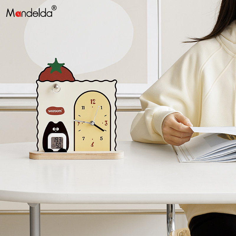 Mandelda家居客厅温湿度摆台式装饰品入户玄关创意时钟桌面摆件,淘宝优惠券,粉丝福利购,淘宝优惠卷