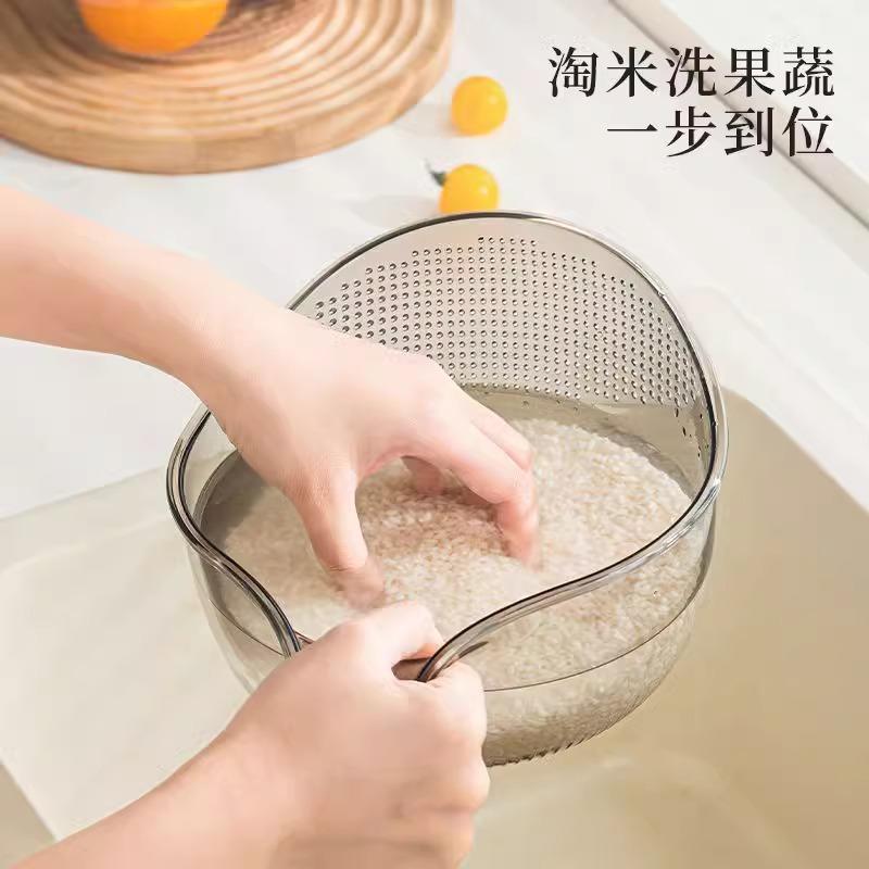 淘米神器洗米筛淘米盆沥水篮子家用带手柄淘菜洗水果过滤盆子 - 图2
