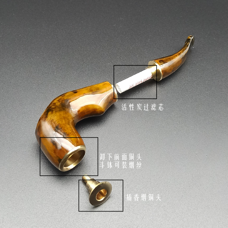【两用烟斗】活性炭过滤小烟斗烟嘴粗细烟香烟烟丝两用男士礼品 - 图1