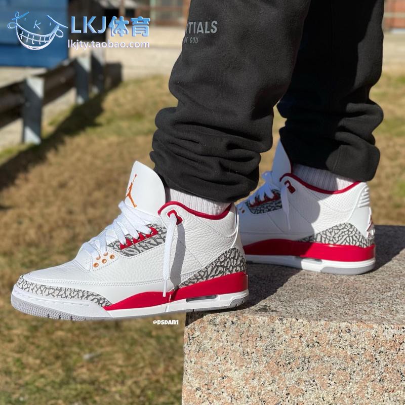 LKJ体育 Air Jordan 3 AJ3白酒红红雀复古篮球鞋 CT8532-126-图2