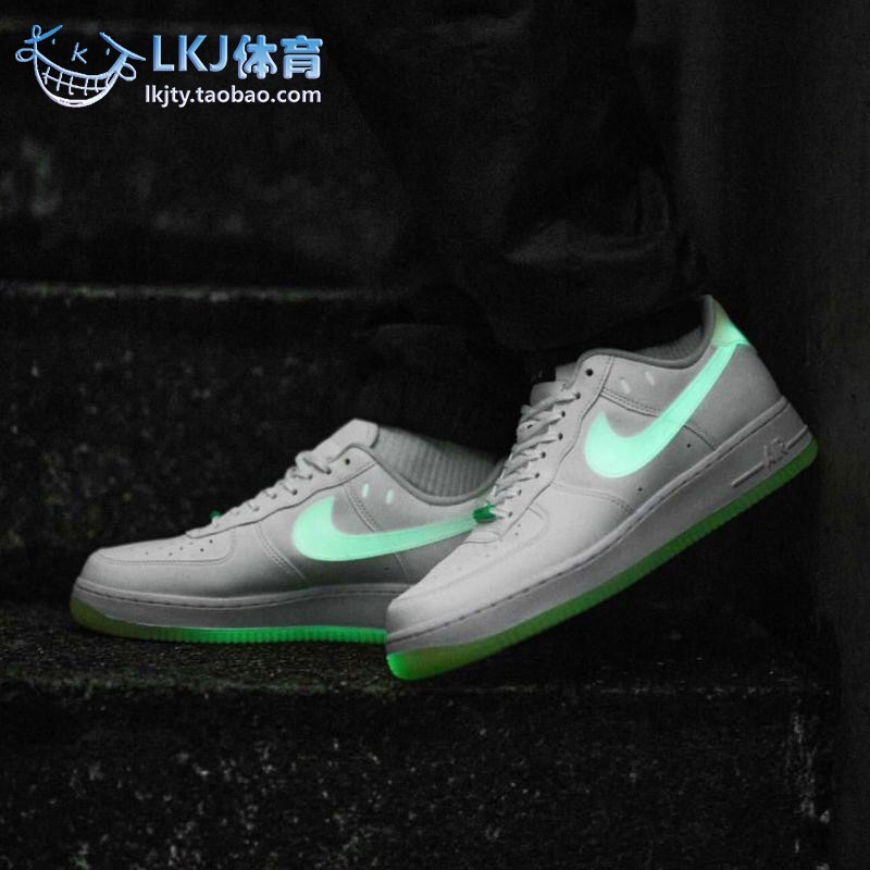 Nike Air Force 1 AF1白绿夜光荧光笑脸板鞋 CT3228-100-701-图0