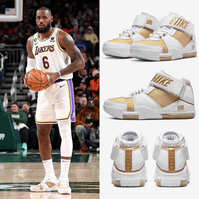 Nike Lebron 2 詹姆斯 LBJ2 白蓝 白金 篮球鞋 DR0826-DJ4892-100 - 图0