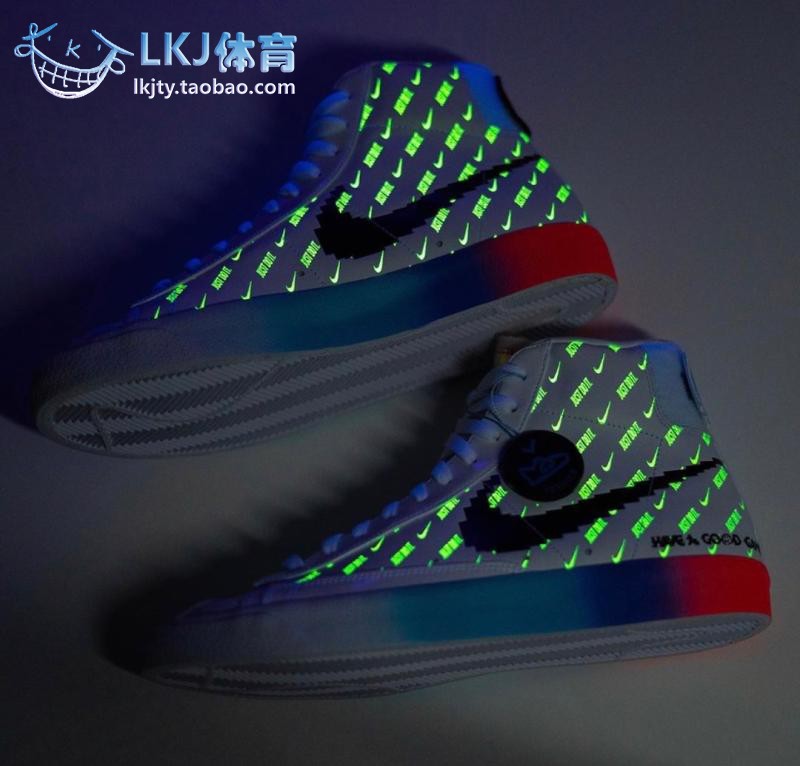 LKJ体育 Nike Blazer Mid 电玩像素 镭射反光彩虹夜光 DC3280-101 - 图1