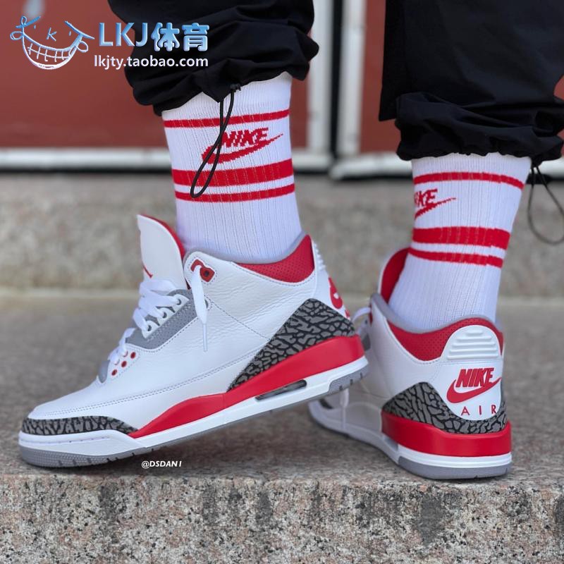 LKJ体育 Air Jordan 3 AJ3火焰红白红复古篮球鞋 DN3707-160-图2