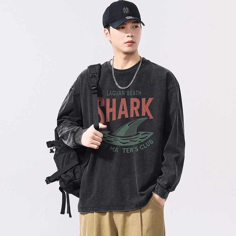 300斤大码男装秋季新品复古做旧长袖T恤男宽松水洗立体印花上衣,淘宝优惠券,粉丝福利购,淘宝优惠卷