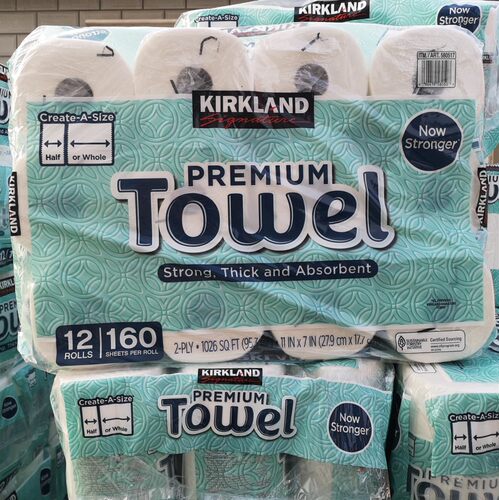 日本进口KIRKLAND Signature科克兰厨房纸巾160张*12卷加厚吸油纸 - 图0