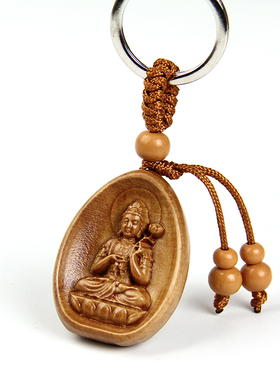 本命生肖吊坠桃木十二生肖属相属马大势至菩萨项链吊坠