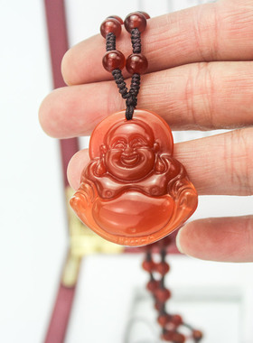 天然阜新玛瑙车挂项链多件套装盒