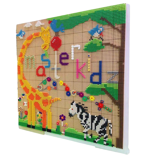 幼儿园拼插积木蘑菇插钉益智走廊墙面玩具插珠轨道墙壁儿童洞洞板 - 图3