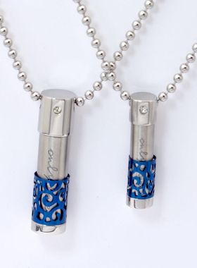 love钛钢蓝色祥云情侣项链