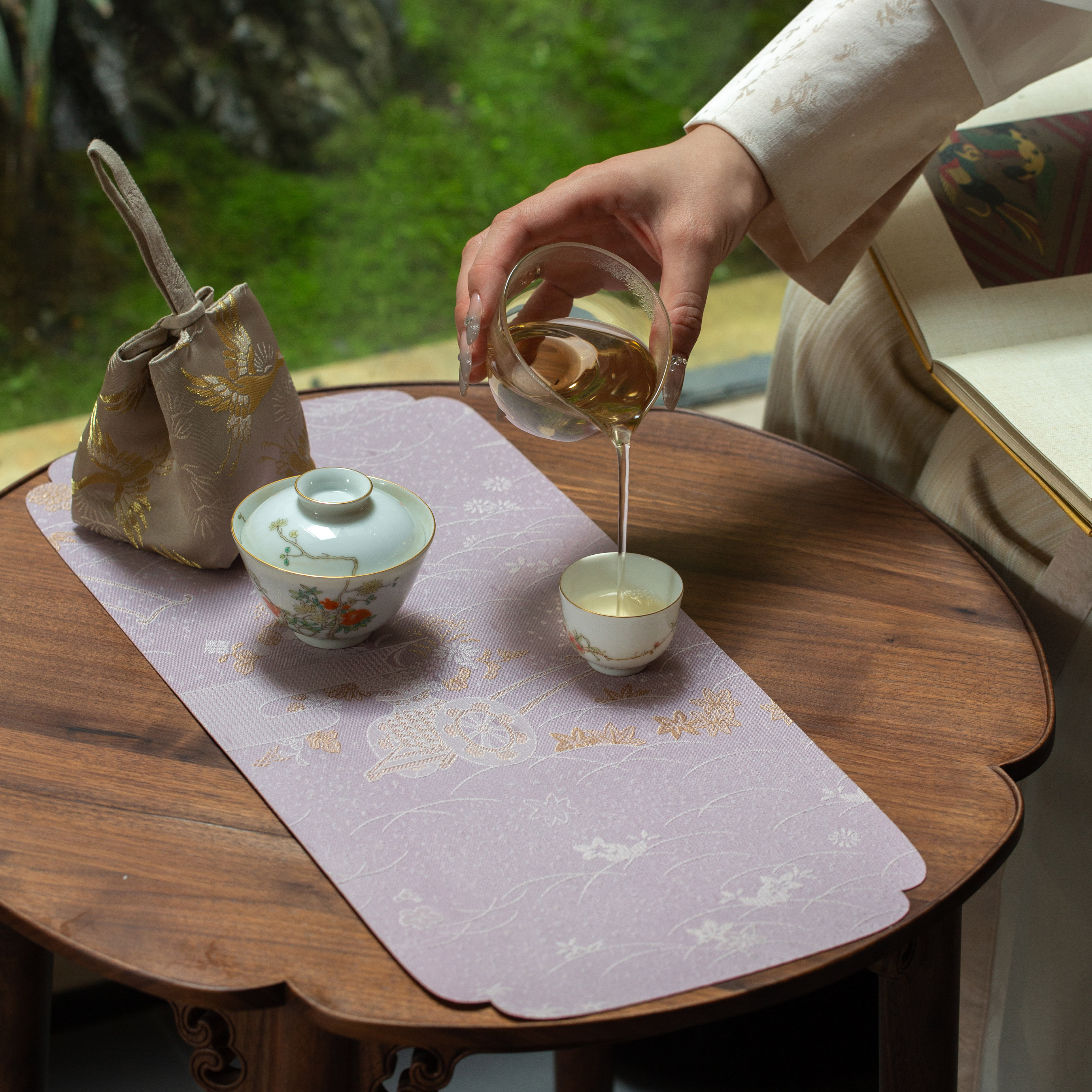 知舍原创载春归织锦茶席干泡布垫子禅意双面复古中式茶桌台家用,淘宝优惠券,粉丝福利购,淘宝优惠卷