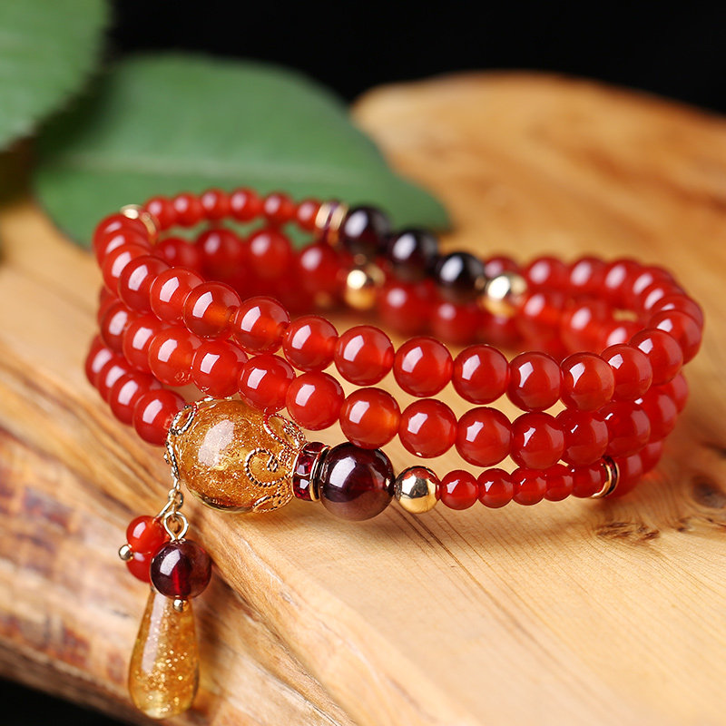 凤凰涅磐女红玛瑙手串古风编织手链 凤凰涅磐手链