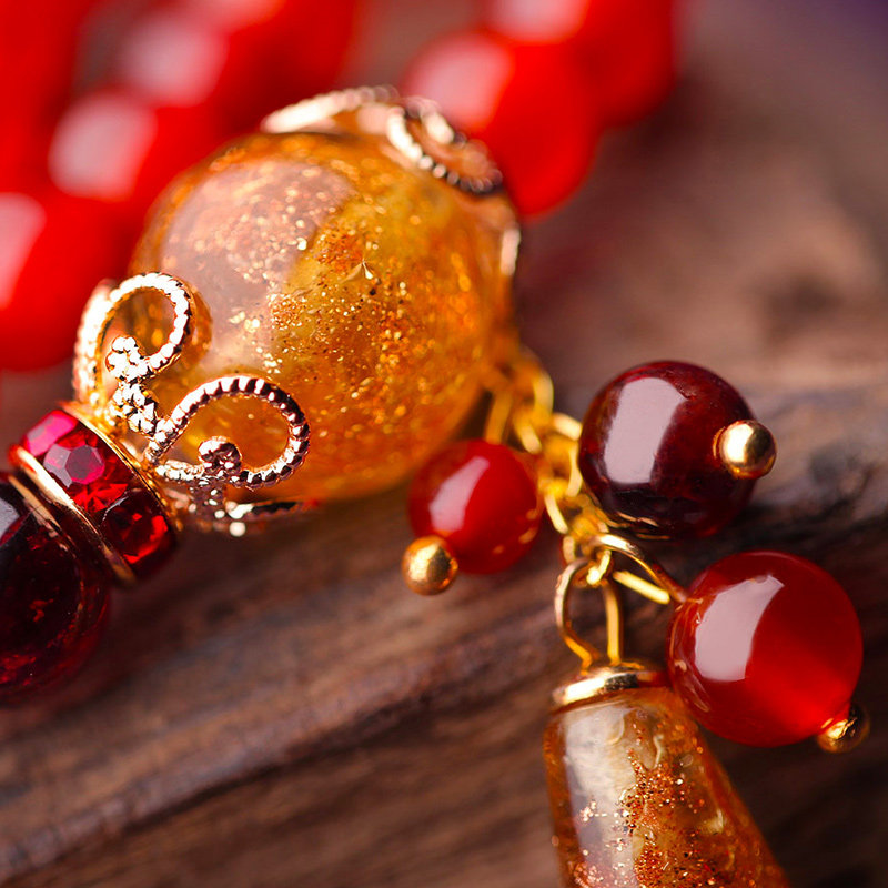 凤凰涅磐女红玛瑙手串古风编织手链 凤凰涅磐手链