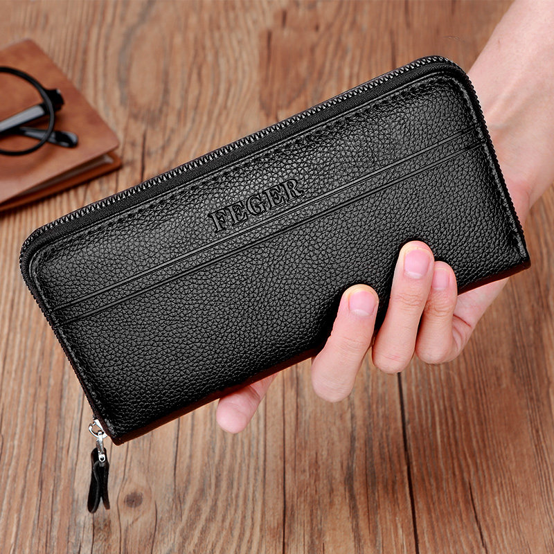 feger /斐格男士黑色拉链长款钱包 斐格钱包