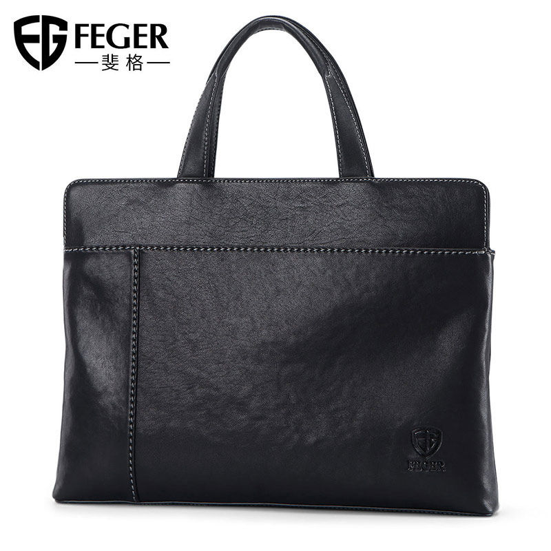 手提包男士2019新款时尚真皮公文包 斐格男士包袋