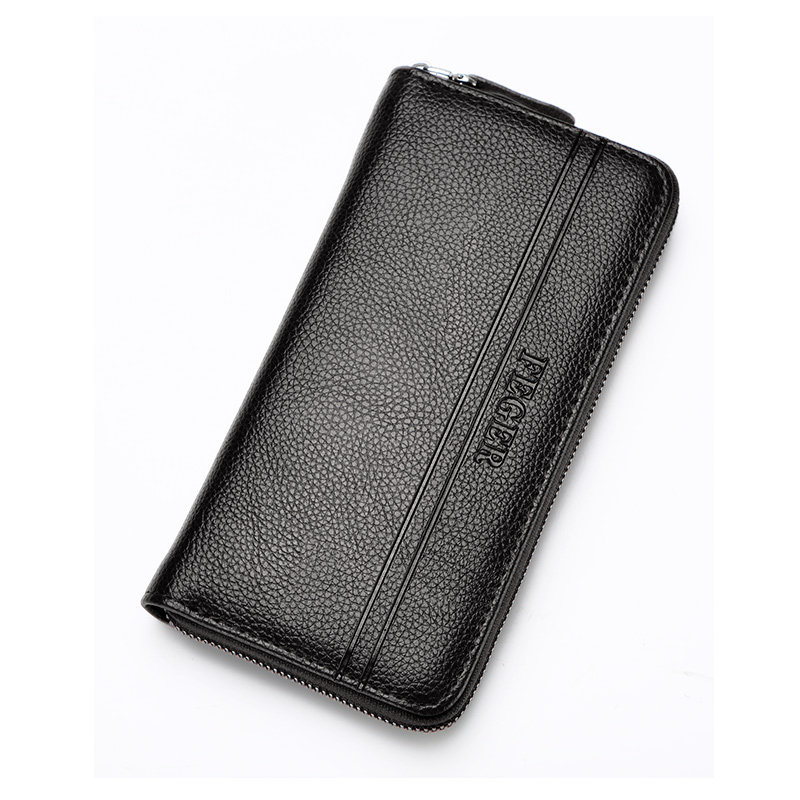 feger /斐格男士黑色拉链长款钱包 斐格钱包