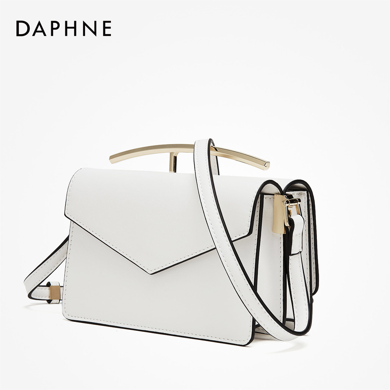 达芙妮夏女优雅金属拎手简约小方包 达芙妮女士包袋