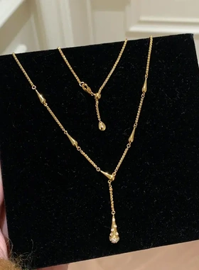 格调小红书爆款瑞秋项链女2025新款时尚双重锁骨链流苏吊坠毛衣链