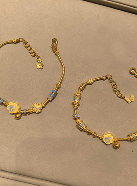 新中式复古蓝花小蛮腰手链