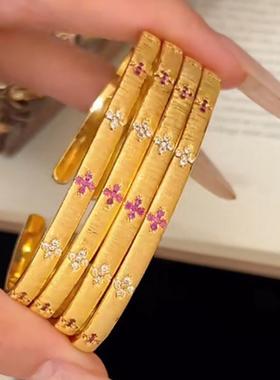 小红书爆款拉丝四叶草手镯