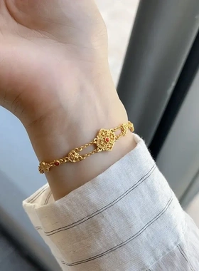 格调 爆款新中式故宫系列太和殿锦绣团花花纹手链女奢品金色设计