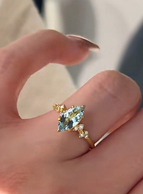 蓝夜星眸陨星戒指闪耀橄榄绿开口