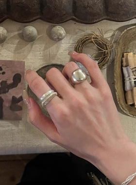 极简风韩系小众戒指拉丝设计指环