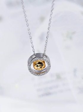 纯银生肖小金猪本命年锁骨链