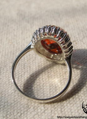 泰银戒指切面闪耀石榴石食指指环