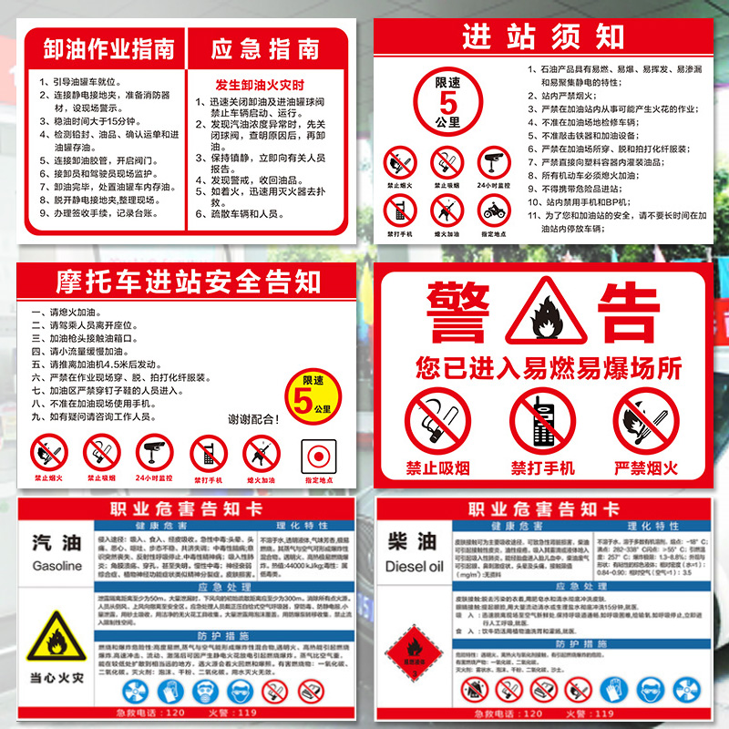 加油站油品号标识牌安全警示牌油库重地严禁烟火禁止吸烟提示牌操作工作人员岗位职责牌操作规程摩托车加油牌-图2