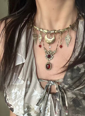 复古民族风流苏吊坠项圈时尚气质个性百搭颈链轻奢高级感项饰饰品