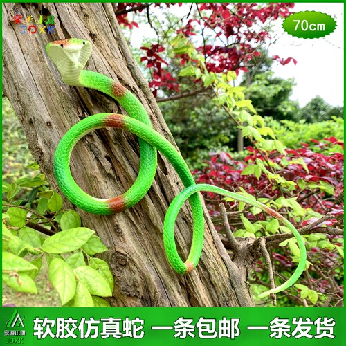 软胶仿真小白蛇儿童玩具眼镜蛇恶搞吓人塑胶假蛇静态爬行动物模型 - 图1