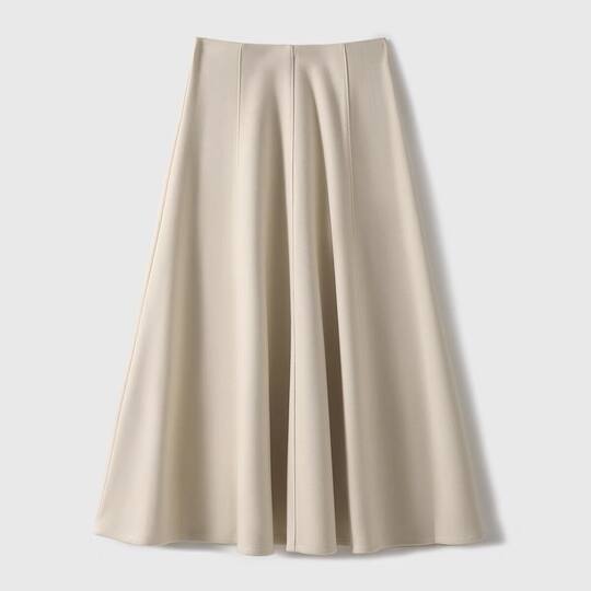 Acetate wool~high-waisted A-line umbrella skirt
