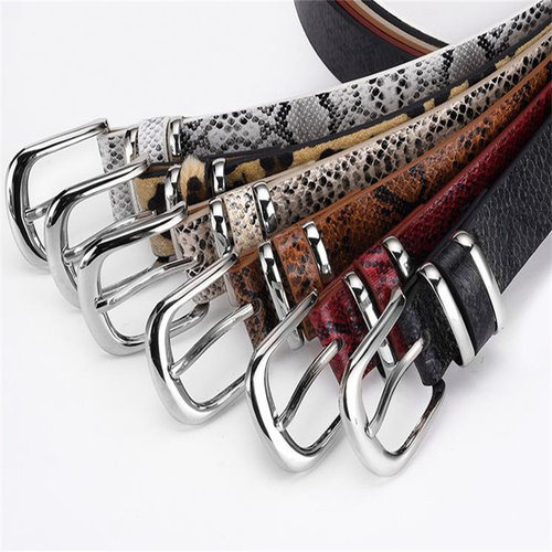 2025新款蛇纹女式腰带时尚赫本风文艺复古装饰学生青年针扣皮带女 - 图1