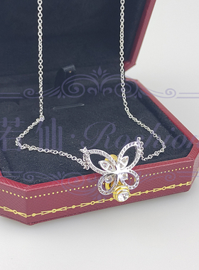 仿真钻925银镀金女幻影蝴蝶项链