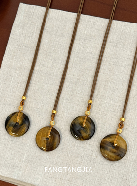 方糖家虎眼石平安扣编绳毛衣链