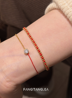 方糖家本命年红绳半链纯银手链