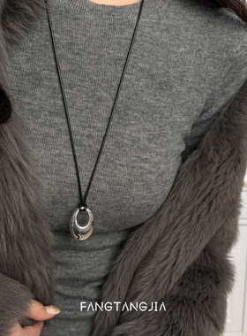 方糖家轻奢银色吊坠挂绳毛衣链