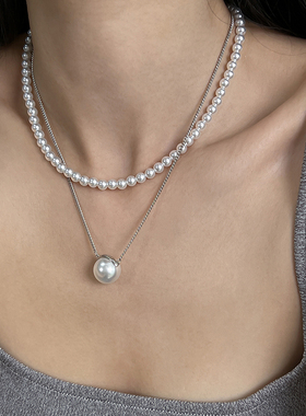 莹白澳白色珍珠纯银倪妮同款项链