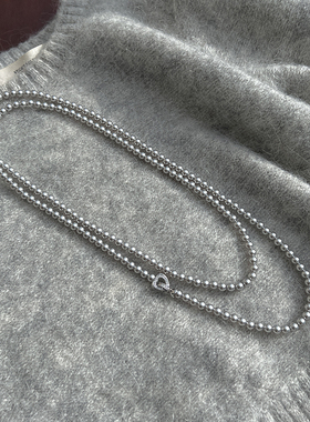 多种戴法真多麻色银灰珍珠项链