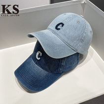 French Korean version Ins denim Embroidered C Letter Baseball Cap Children Spring Autumn Season 100 Lapped Eatery Duck Tongue Cap