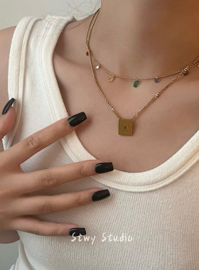 金色钛钢不掉色字母项链