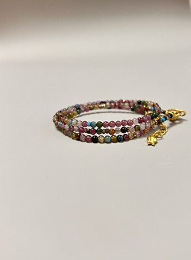 售罄金仅欣赏彩虹天然碧玺项链女款锁骨链高级轻奢气质百搭颈链