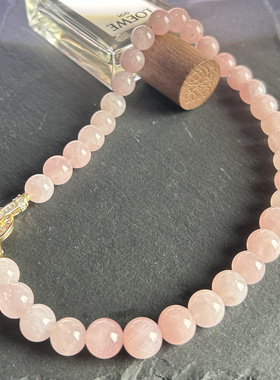 天然马达加斯加粉水晶洋气锁骨链桃花链单圈高级感韩版简约款11mm