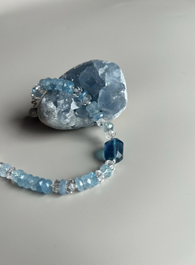 【小精致】bu金水 冰川蓝鬼蓝钻切天然水晶手串